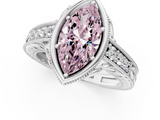 White gold Bezel Set Fancy Pink Marquise  Diamond Milgrain Pave Engagement Ring_35