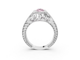White gold Bezel Set Fancy Pink Marquise  Diamond Milgrain Pave Engagement Ring_36