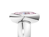 White gold Bezel Set Fancy Pink Marquise  Solitaire Ring with Wide Band