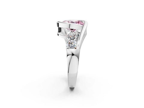 White gold Bezel Set Fancy Pink Oval Cut Diamond Split Shank Ring_38