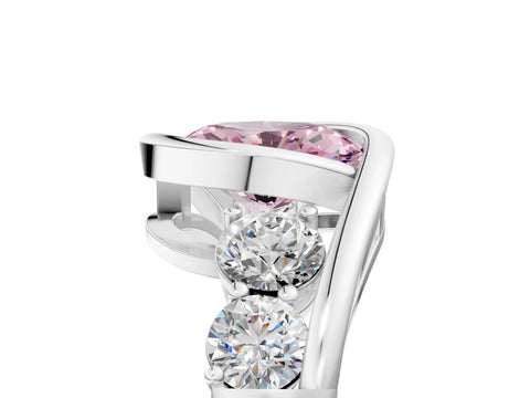 White gold Bezel Set Fancy Pink Oval Cut Diamond Split Shank Ring_5