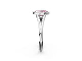 White gold Bezel Set Fancy Pink Oval  Cut Solitaire Ring with Tapered Band 3