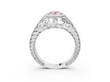 White gold Bezel Set Fancy Pink Oval  Diamond Milgrain Pave Engagement Ring_35