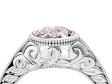 White gold Bezel Set Fancy Pink Oval  Diamond Milgrain Pave Engagement Ring_37
