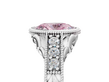 White gold Bezel Set Fancy Pink Oval  Diamond Milgrain Pave Engagement Ring_38