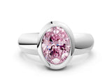 White gold Bezel Set Fancy Pink Oval  Solitaire Ring with Wide Band 1