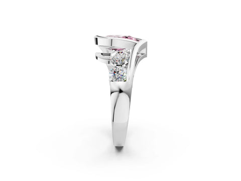White gold Bezel Set Fancy Pink Pear Cut Diamond Split Shank Ring_2