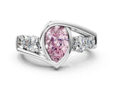 White gold Bezel Set Fancy Pink Pear Cut Diamond Split Shank Ring_36
