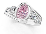 White gold Bezel Set Fancy Pink Pear Cut Diamond Split Shank Ring_37