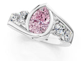 White gold Bezel Set Fancy Pink Pear Cut Diamond Split Shank Ring_49