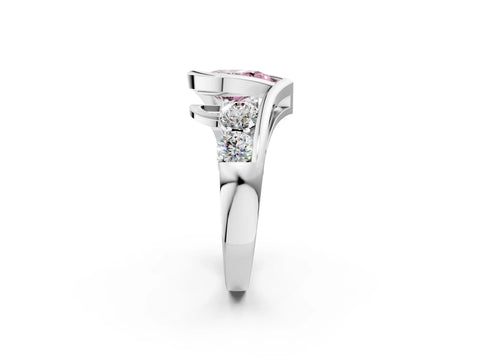 White gold Bezel Set Fancy Pink Pear Cut Diamond Split Shank Ring_49