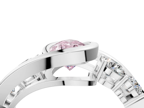 White gold Bezel Set Fancy Pink Pear Cut Diamond Split Shank Ring_4