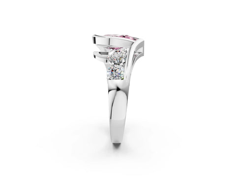 White gold Bezel Set Fancy Pink Pear Cut Diamond Split Shank Ring_50