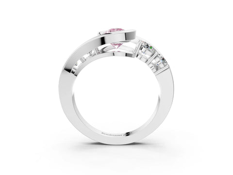 White gold Bezel Set Fancy Pink Pear Cut Diamond Split Shank Ring_50