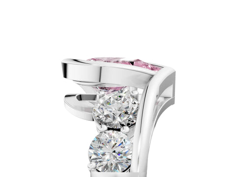 White gold Bezel Set Fancy Pink Pear Cut Diamond Split Shank Ring_5