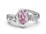 White gold Bezel Set Fancy Pink Pear Cut Diamond Split Shank Ring_61