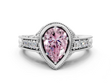 White gold Bezel Set Fancy Pink Pear  Diamond Milgrain Pave Engagement Ring_33