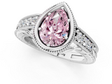 White gold Bezel Set Fancy Pink Pear  Diamond Milgrain Pave Engagement Ring_34