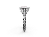 White gold Bezel Set Fancy Pink Pear  Diamond Milgrain Pave Engagement Ring_35