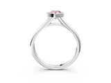 White gold Bezel Set Fancy Pink Pear  Solitaire Diamond Ring with Smooth Band 4