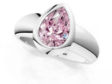 White gold Bezel Set Fancy Pink Pear  Solitaire Ring with Wide Band 2