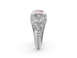 White gold Bezel Set Fancy Pink Princess Cut Diamond Milgrain Band Ring_2