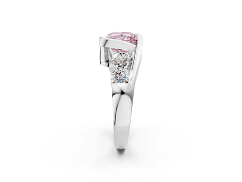 White gold Bezel Set Fancy Pink Princess Cut Diamond Split Shank Ring_2