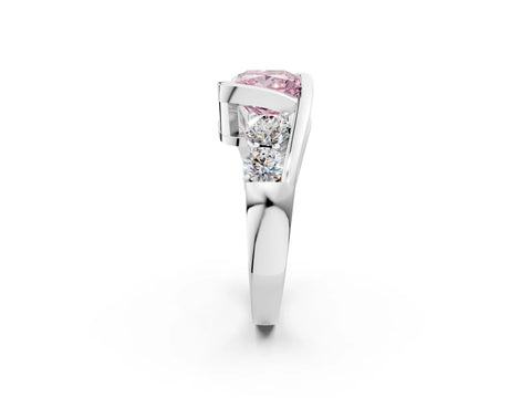 White gold Bezel Set Fancy Pink Princess Cut Diamond Split Shank Ring_50