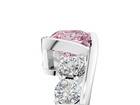 White gold Bezel Set Fancy Pink Princess Cut Diamond Split Shank Ring_5