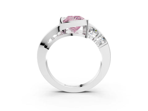White gold Bezel Set Fancy Pink Princess Cut Diamond Split Shank Ring_63