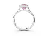 White gold Bezel Set Fancy Pink Princess  Cut Solitaire Ring with Tapered Band 3