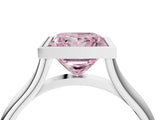 White gold Bezel Set Fancy Pink Princess  Cut Solitaire Ring with Tapered Band 4