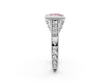 White gold Bezel Set Fancy Pink Princess  Diamond Milgrain Pave Engagement Ring_2