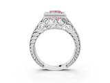 White gold Bezel Set Fancy Pink Princess  Diamond Milgrain Pave Engagement Ring_3