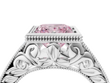 White gold Bezel Set Fancy Pink Princess  Diamond Milgrain Pave Engagement Ring_4