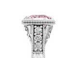 White gold Bezel Set Fancy Pink Princess  Diamond Milgrain Pave Engagement Ring_5