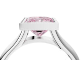 White gold Bezel Set Fancy Pink Princess  Solitaire Diamond Ring with Smooth Band 4