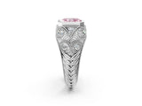 White gold Bezel Set Fancy Pink Radiant Cut Diamond Milgrain Band Ring_2