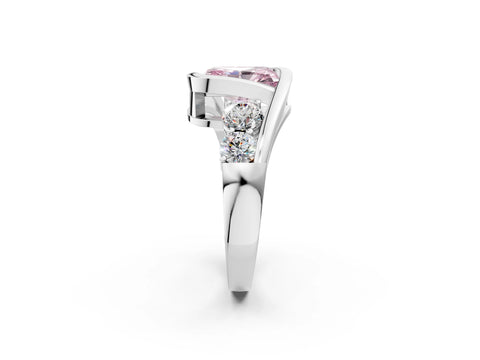 White gold Bezel Set Fancy Pink Radiant Cut Diamond Split Shank Ring_2