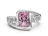 White gold Bezel Set Fancy Pink Radiant Cut Diamond Split Shank Ring_48