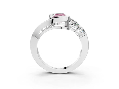 White gold Bezel Set Fancy Pink Radiant Cut Diamond Split Shank Ring_49