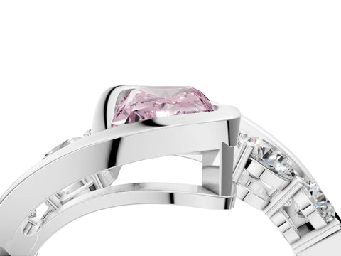 White gold Bezel Set Fancy Pink Radiant Cut Diamond Split Shank Ring_4
