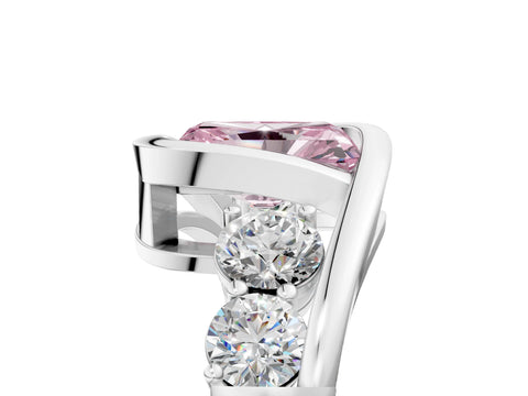 White gold Bezel Set Fancy Pink Radiant Cut Diamond Split Shank Ring_5