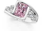White gold Bezel Set Fancy Pink Radiant Cut Diamond Split Shank Ring_62