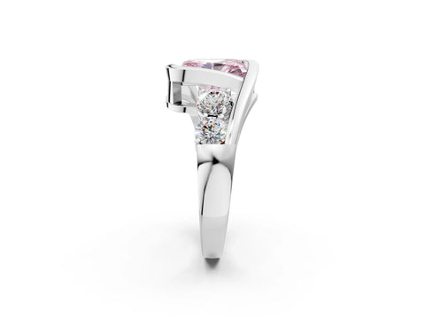White gold Bezel Set Fancy Pink Radiant Cut Diamond Split Shank Ring_62
