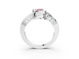 White gold Bezel Set Fancy Pink Radiant Cut Diamond Split Shank Ring_63