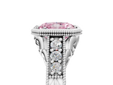 White gold Bezel Set Fancy Pink Radiant  Diamond Milgrain Pave Engagement Ring_32