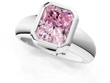 White gold Bezel Set Fancy Pink Radiant  Solitaire Ring with Wide Band 1