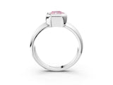 White gold Bezel Set Fancy Pink Radiant  Solitaire Ring with Wide Band 3