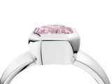 White gold Bezel Set Fancy Pink Radiant  Solitaire Ring with Wide Band 4
